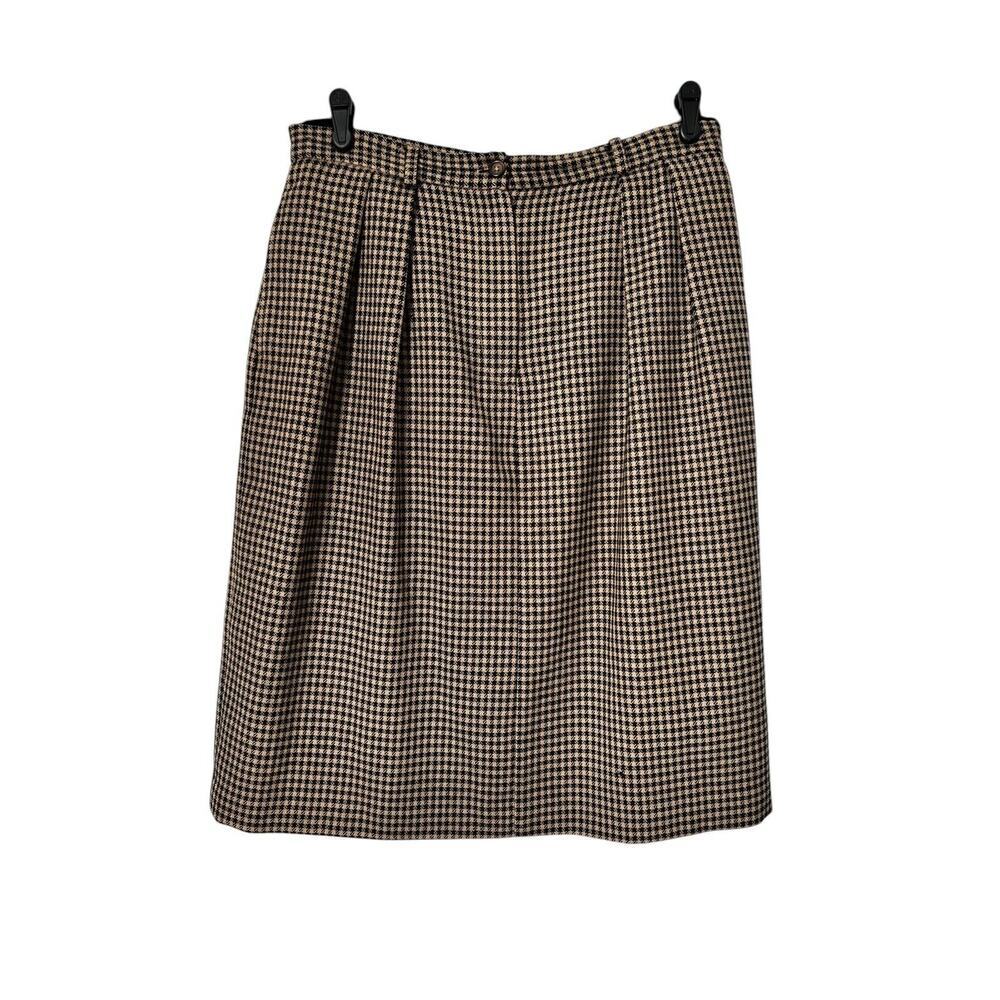 VTG Jason Prescott Skirt Womens Size 16 Houndstooth 100% Wool‎ Straight